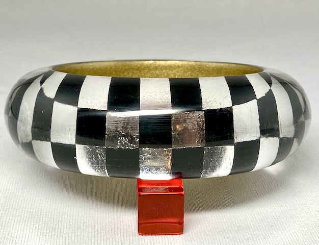 LG189 handpainted lucite checkerboard bangle